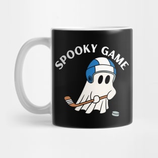 Spooky game, ghost playing hockey. Halloween Mug